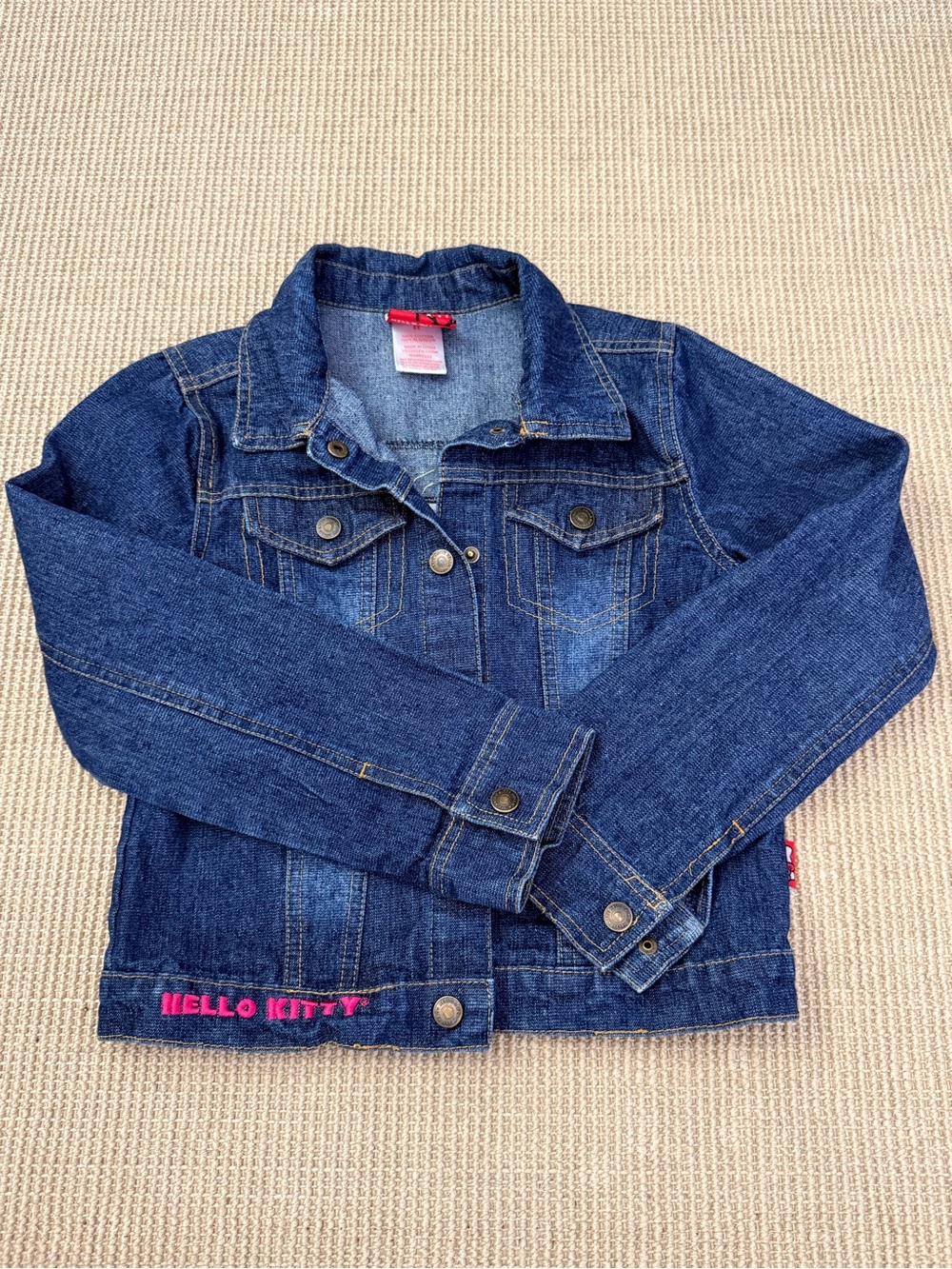 Hello Kitty Dark Blue Denim Jean Jacket with Pink Logo